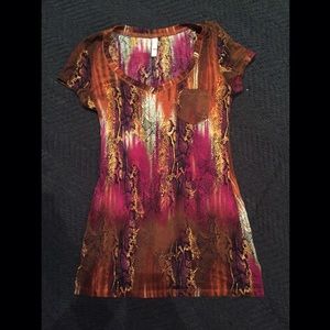 Snake print, multicolored short sleeve shirt