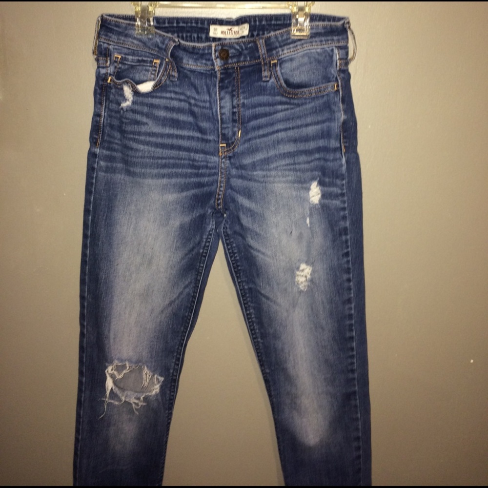 Hollister High Waisted Distressed Skinny Jeans
