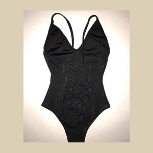 Black Lace Up One-Piece