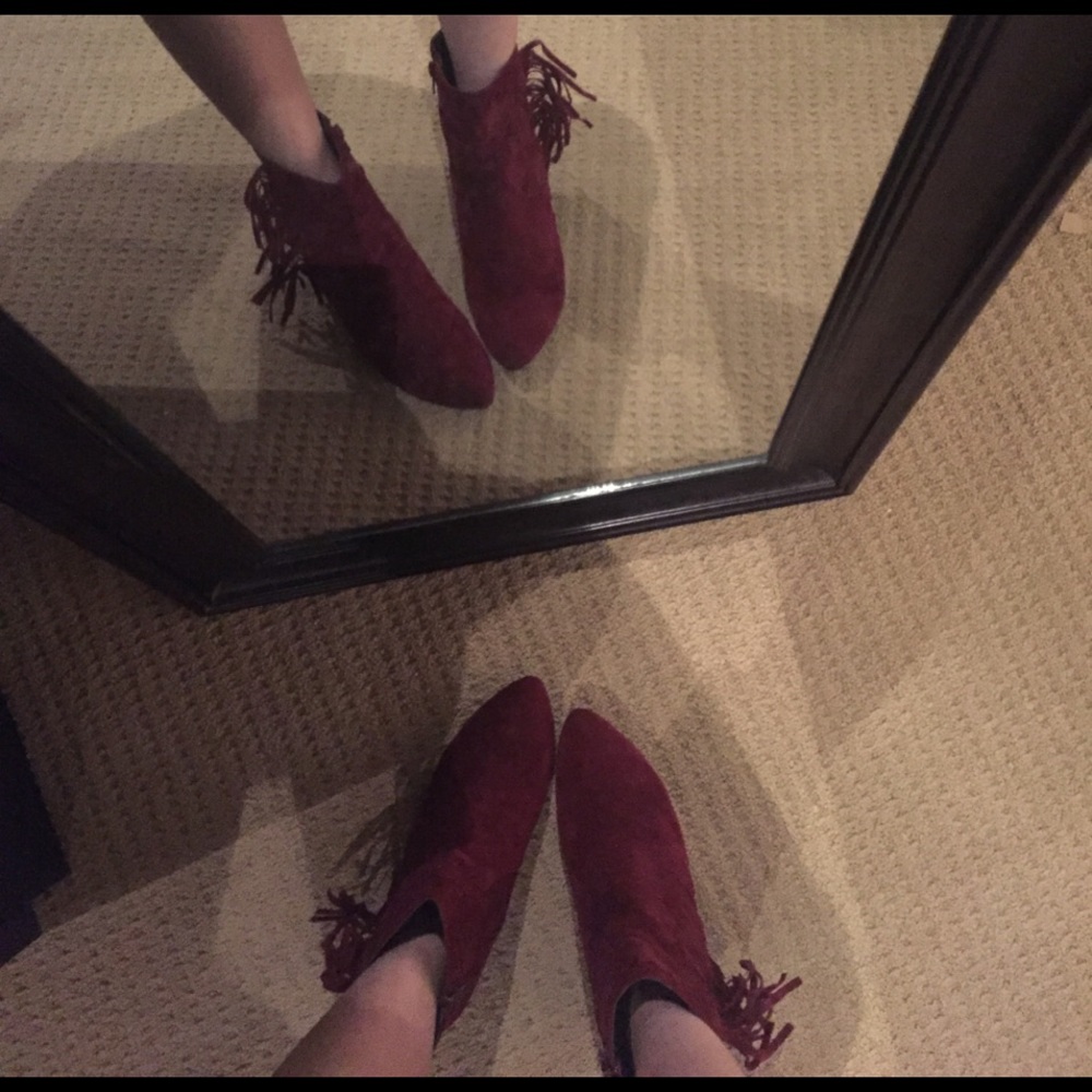 Burgundy suede booties