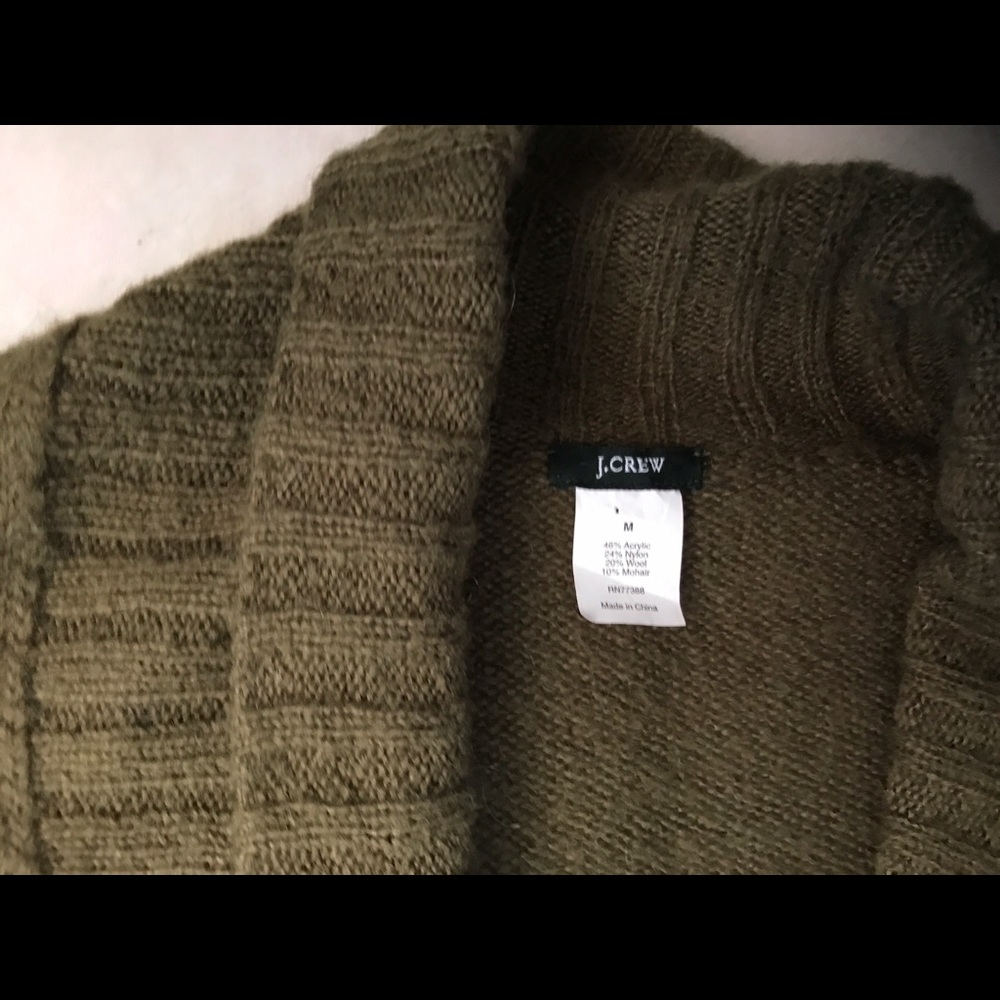Moss green soft J Crew cowlneck sweater, sz M