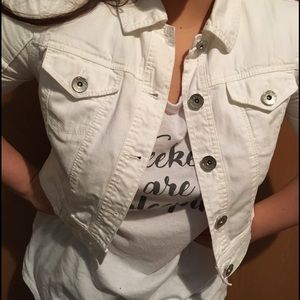 White Style&Co PETITE Denim Jacket-PL