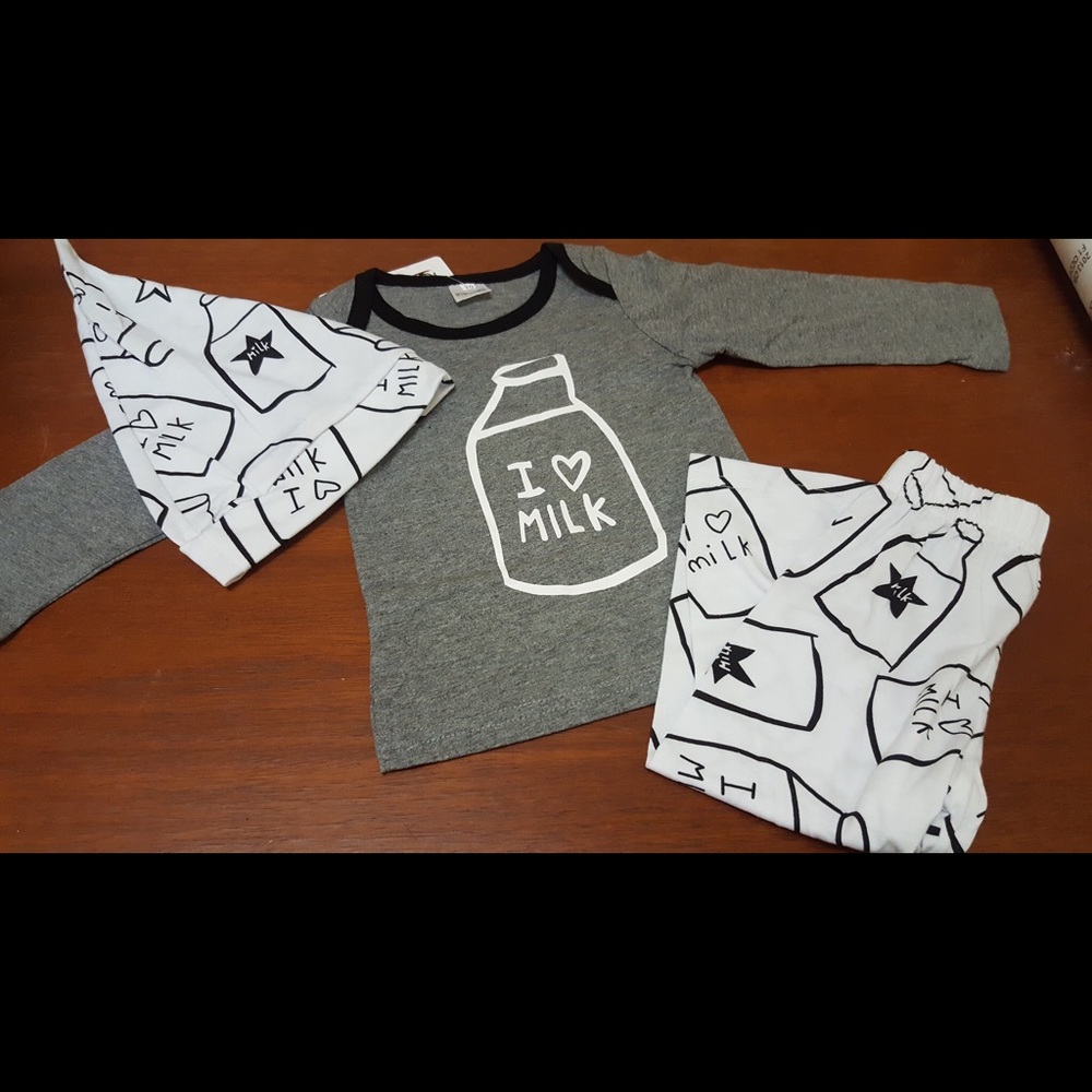 0-6 mo I Love Milk baby outfit