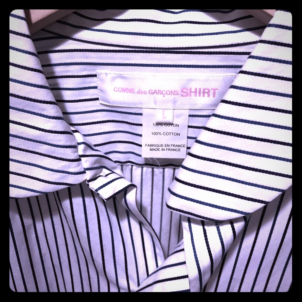 COMME des Garçons White Shirt Dress w/ Stripes