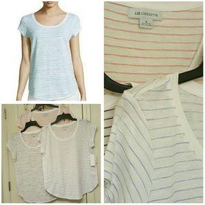 🎈Sale (3) LIZ CLAIBORNE  STRIPE  Tee's