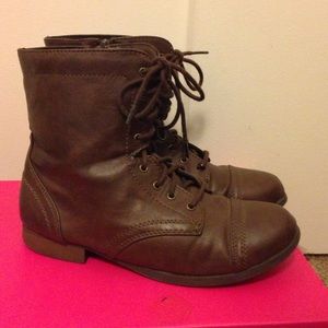 Brown combat boots