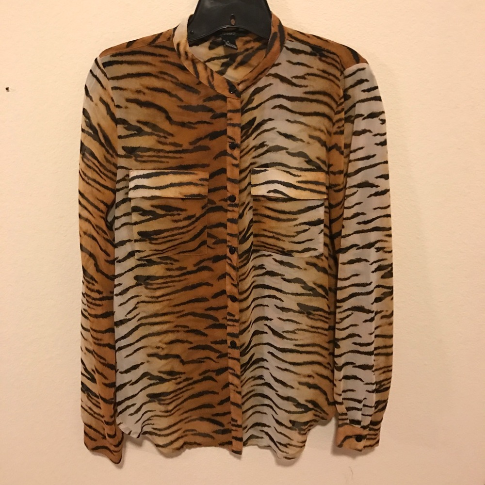 Tiger print button up blouse