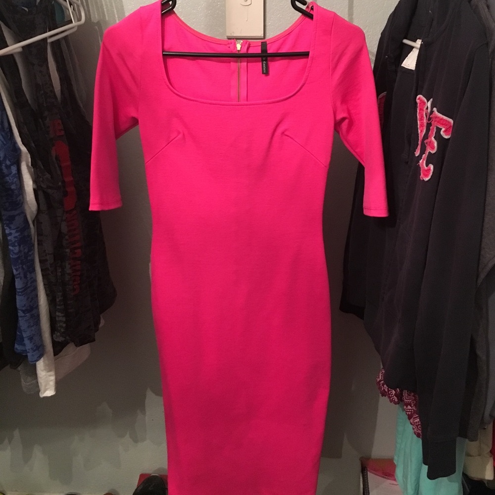 Hot pink bodicon dress