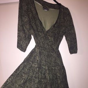 Olive and black dress.