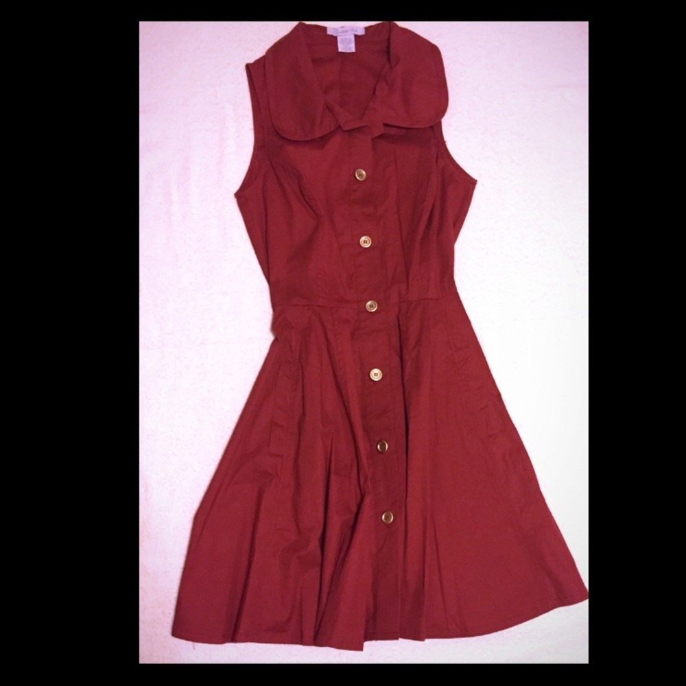 Rust Button Up Dress Wide Collar Charlotte Russe S