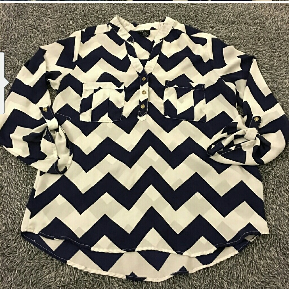 Navy chevron blouse