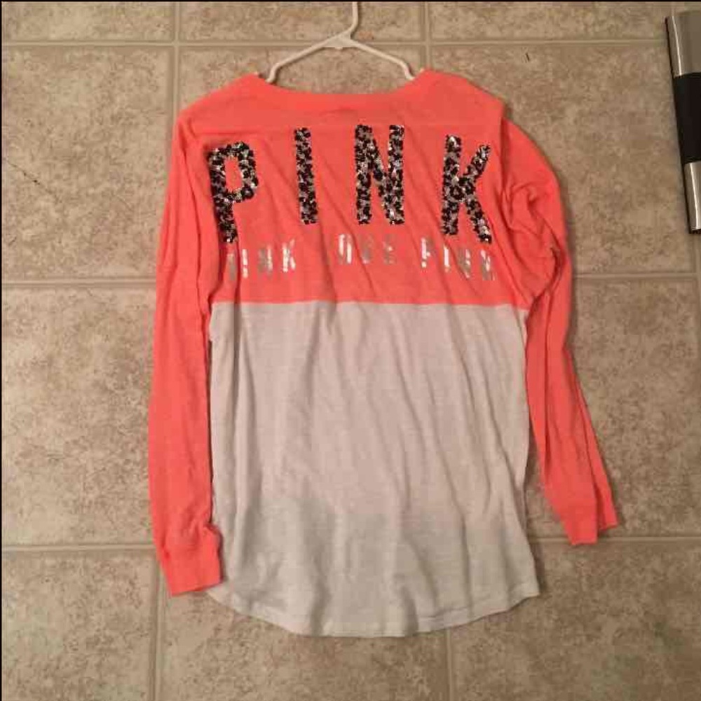 Coral long sleeve cheetah bling