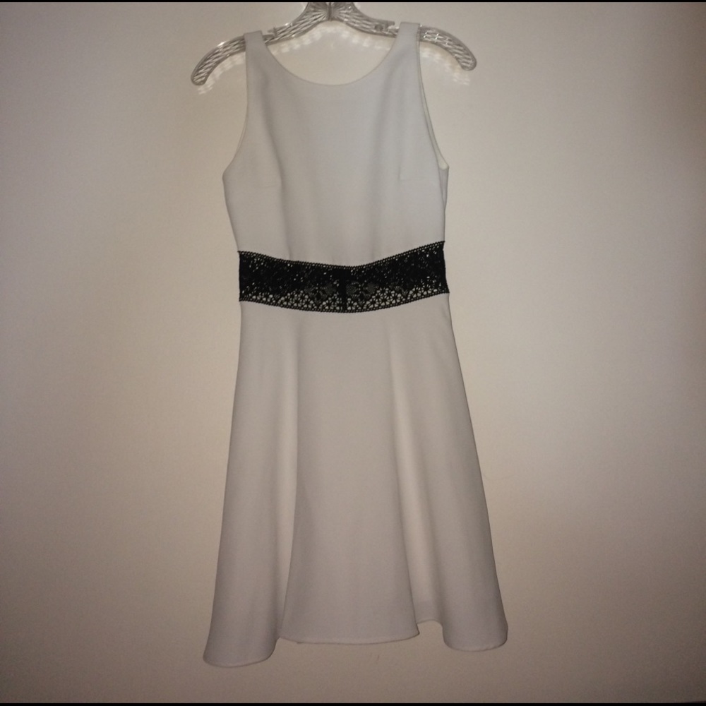 Alice + Olivia white dress with lace waist