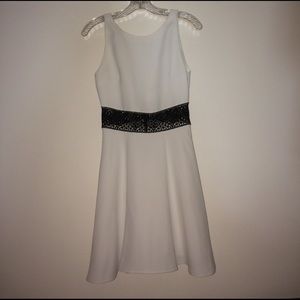 Alice + Olivia white dress with lace waist