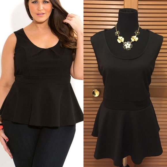 plus size black peplum top