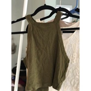 Dark olive grew crop top