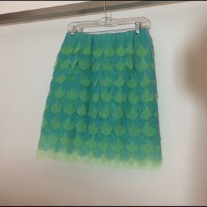 Tadashi lime and aqua layered petal skirt
