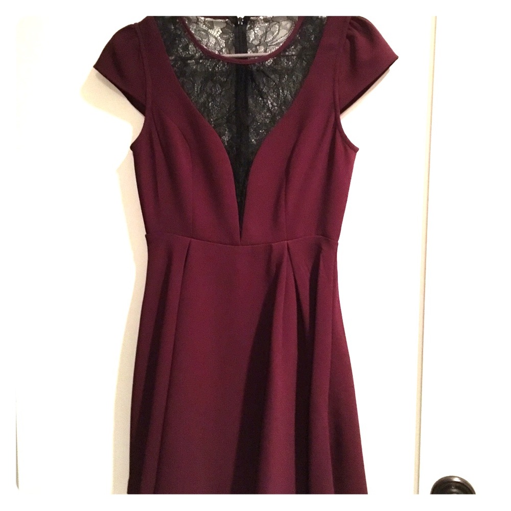 Maroon and Black Lace BCBG dress
