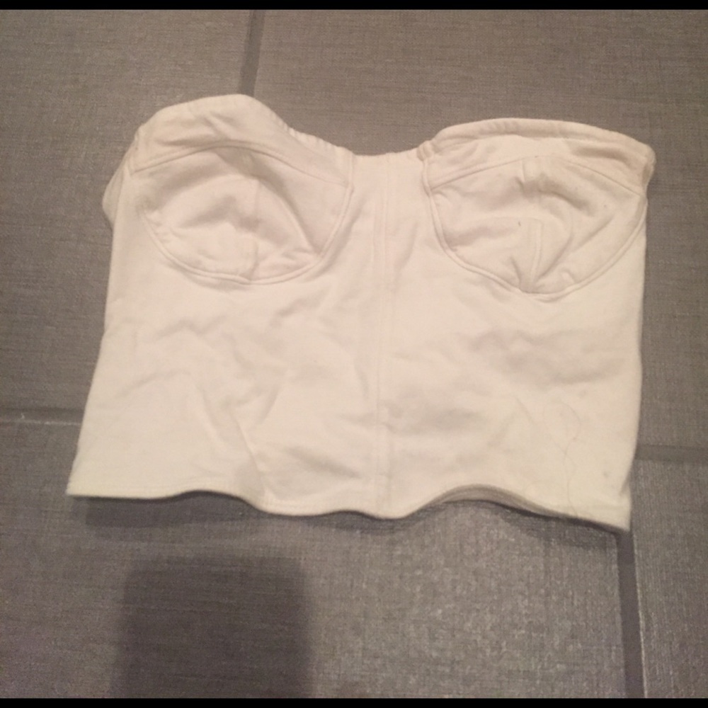 White strapless crop top