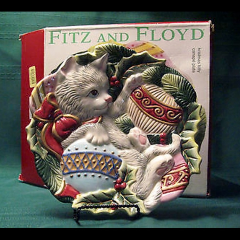 Fitz & Floyd essentials Christmas kitty canapé