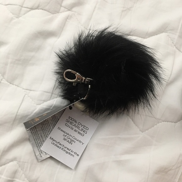 Real fur (rabbit & shearling) Pom Pom keychain set - Picture 3 of 5