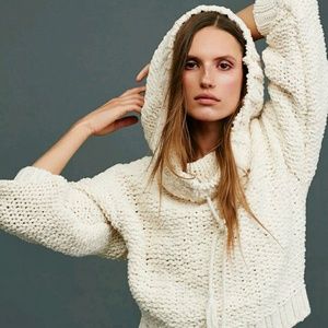 FP Ivory Hooded Chunky Knit Pullover FP Ivory Hooded Chunky Knit Pullover