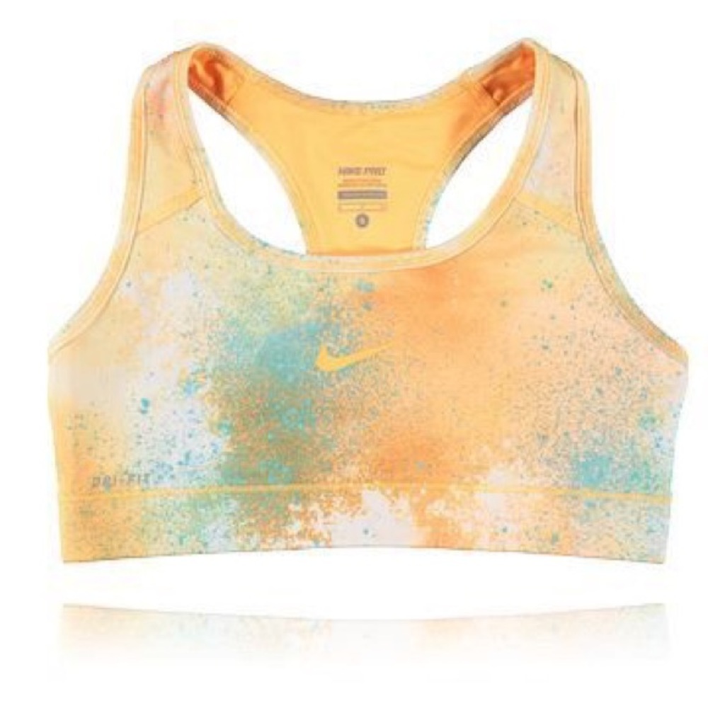 Orange yellow splatter galaxy Nike pro sports bra - Picture 1 of 3