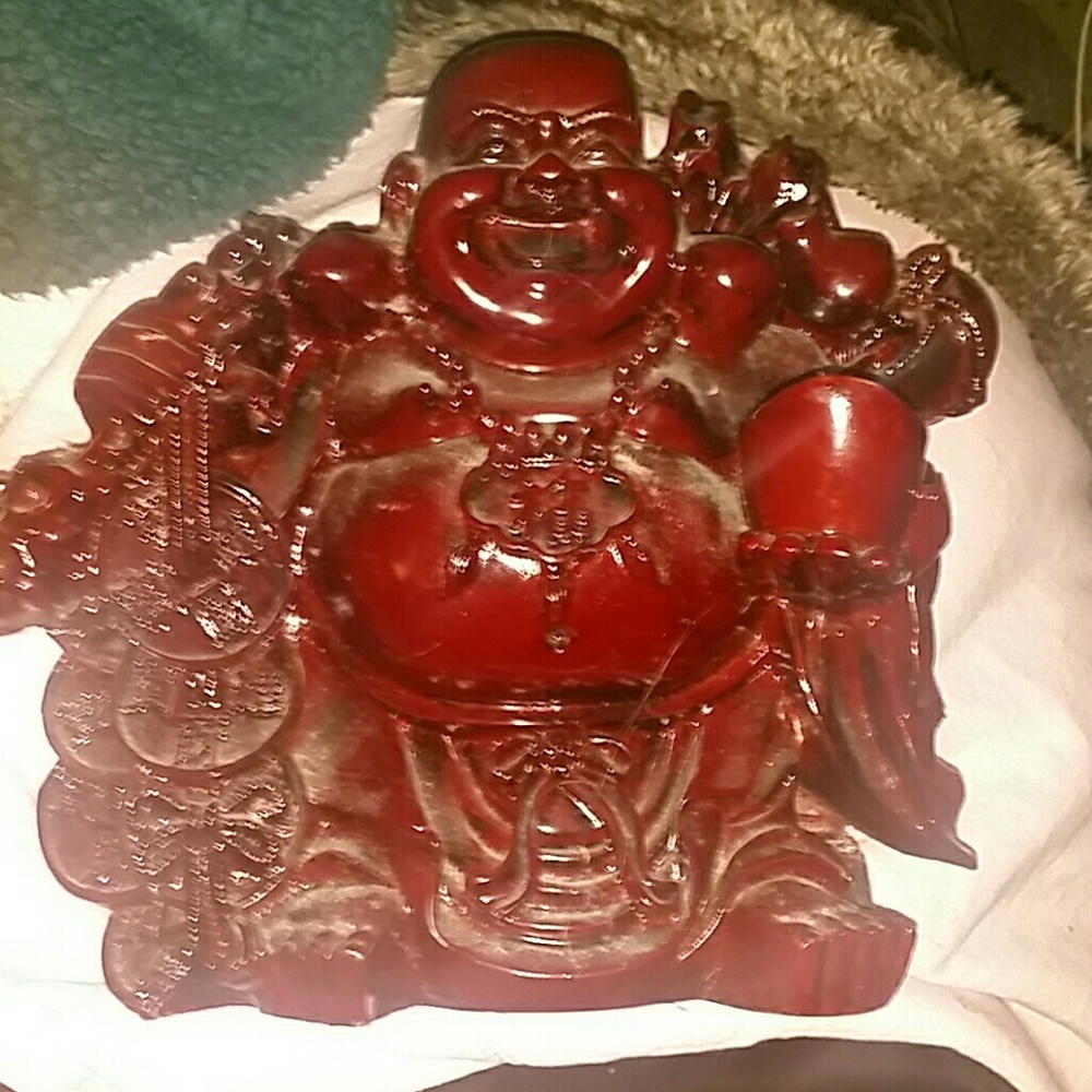 LARGE REDWOOD BUDDHA APPX 14-17" HIGH