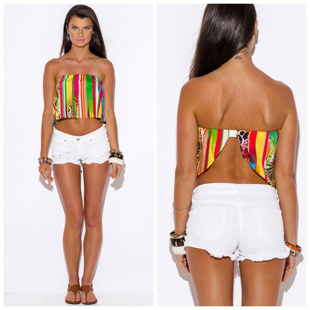 LAST CHANCE 😵BACKLESS CREPE TUBE CROP TOP