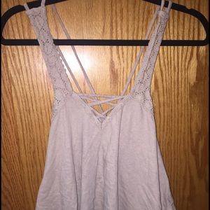 Cute Beige Crossback Tank Top