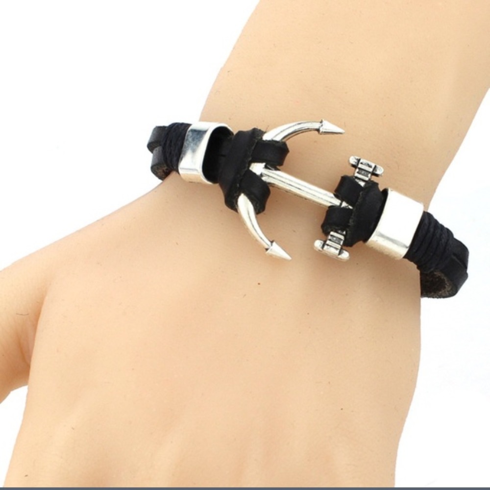 Leather Anchor Bracelet