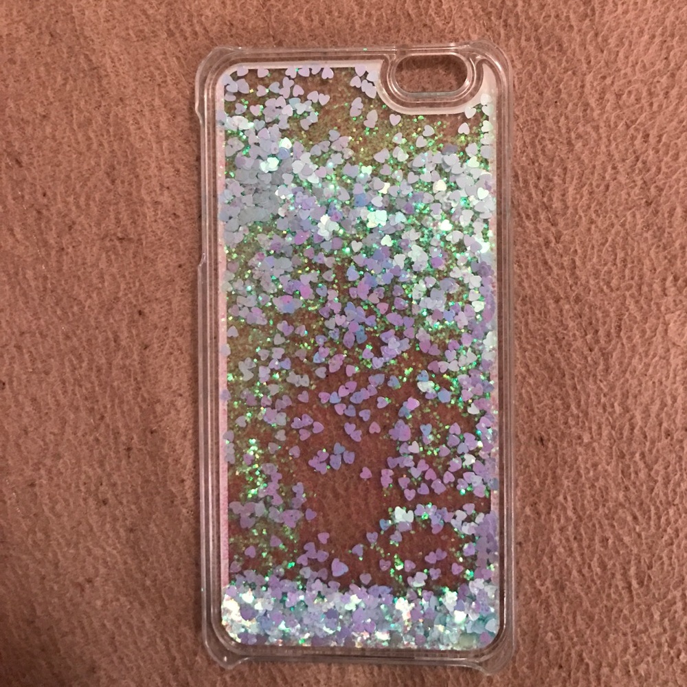 Blue heart water glitter phone case with stylist