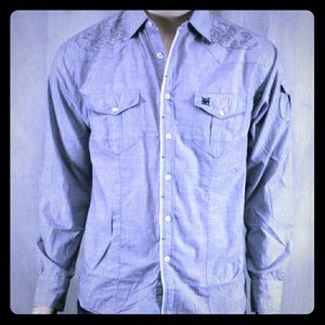 Vintage Ed Hardy foil eagle button down