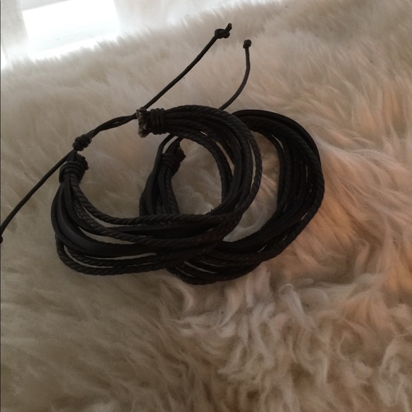 Mens brown leather surfer bracelet - Picture 4 of 5