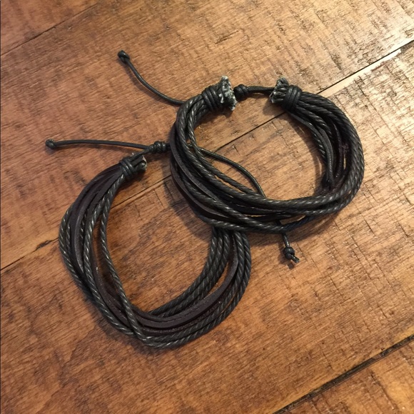 Mens brown leather surfer bracelet - Picture 5 of 5