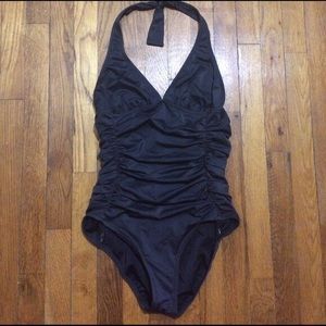 J Crew Black Swimsuit One Piece sz 8 Halter