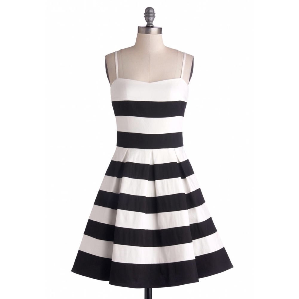 Black & White Striped A-Line Dress