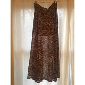 Animal print sheer maxi skirt