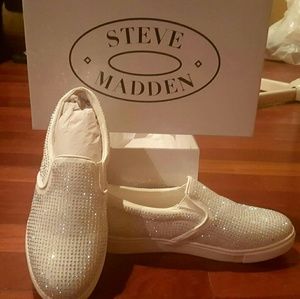 Steve Madden Crystal Embellished Slip on Sneakers