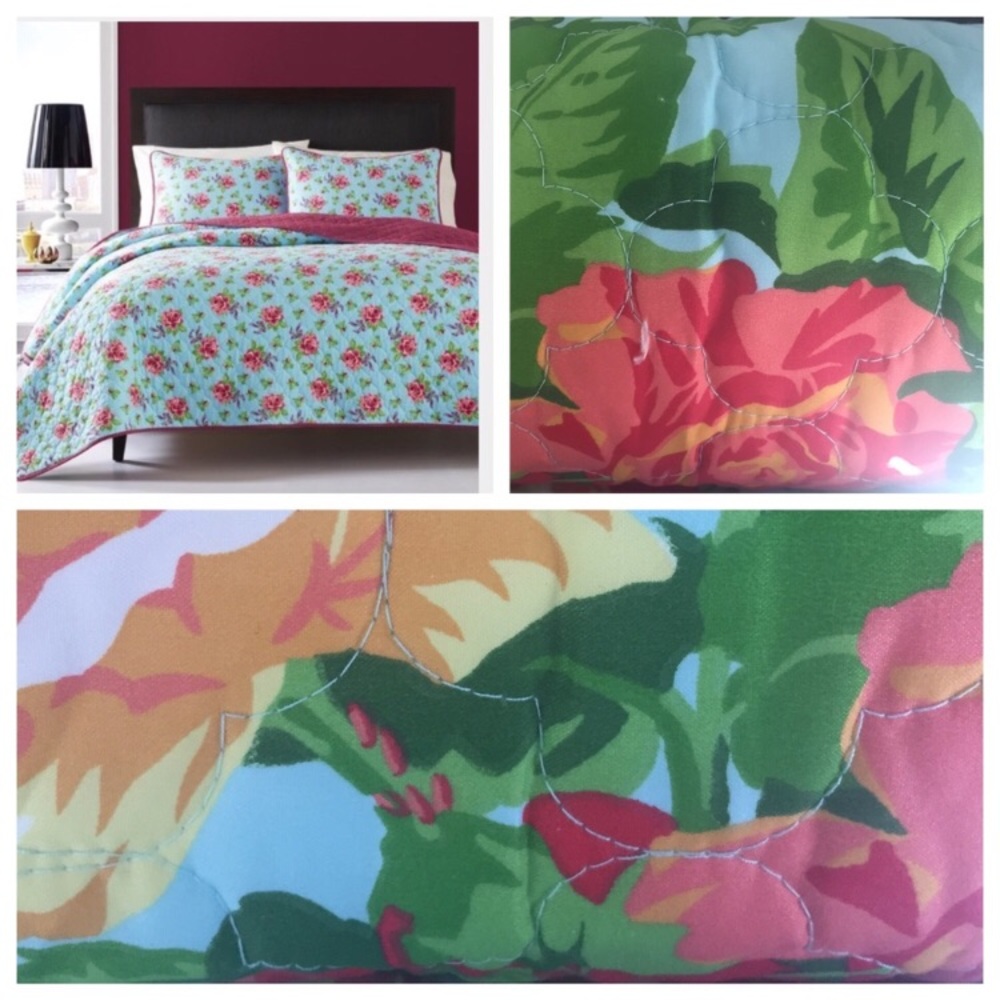πBetsey Johnson 2-Piece Quilt Set Floral Bouquet - Picture 1 of 6