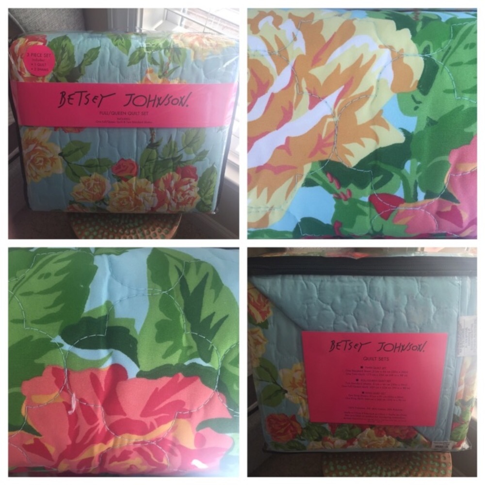 πBetsey Johnson 2-Piece Quilt Set Floral Bouquet - Picture 2 of 6