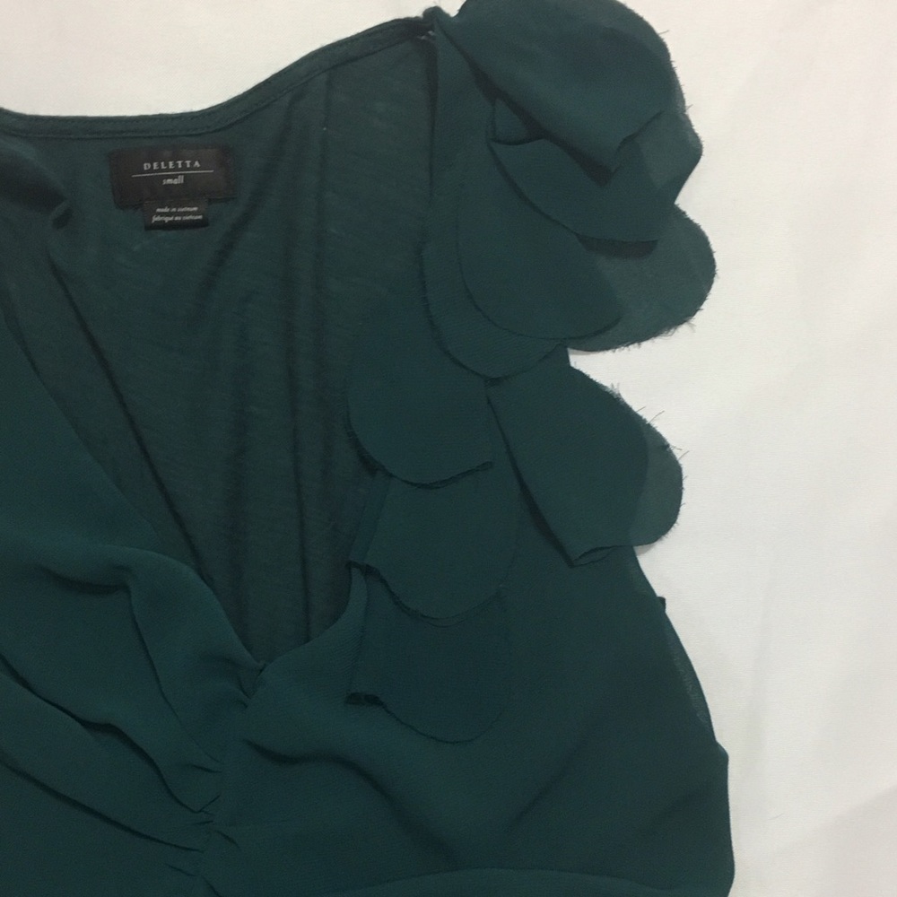 Dark Teal Ruffle Top from Anthropologie