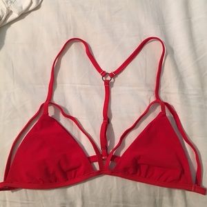 Red triangle bikini top