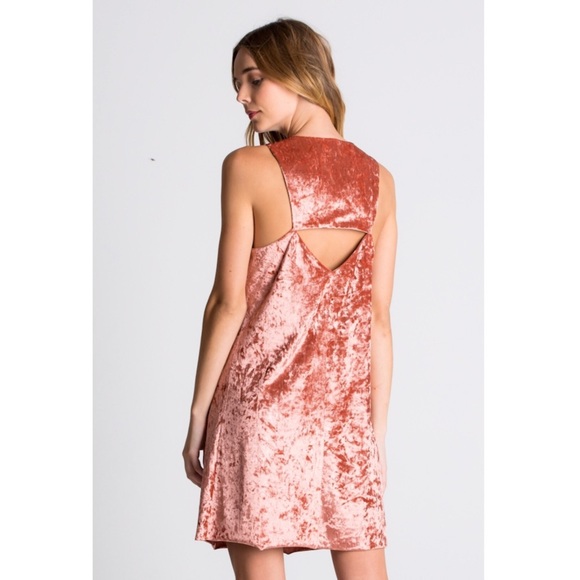 🌸Terra-cotta Crushed Velvet Slip Dress - Picture 4 of 7
