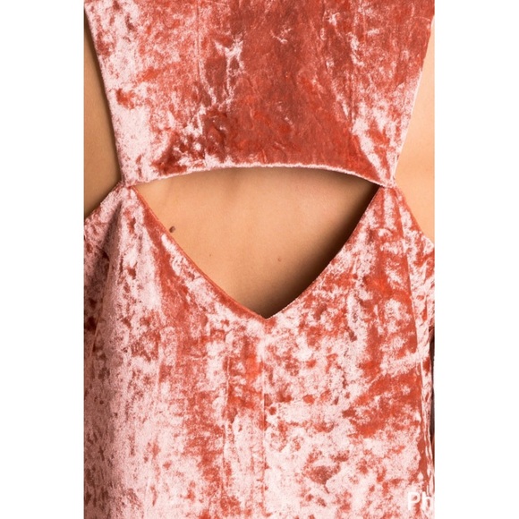🌸Terra-cotta Crushed Velvet Slip Dress - Picture 5 of 7