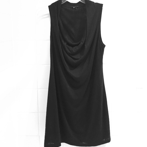 THEORY Navy Tunic Dress with Subtle Leopard Print - Picture 1 of 5