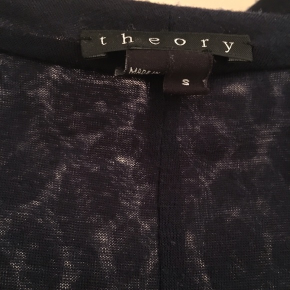 THEORY Navy Tunic Dress with Subtle Leopard Print - Picture 3 of 5