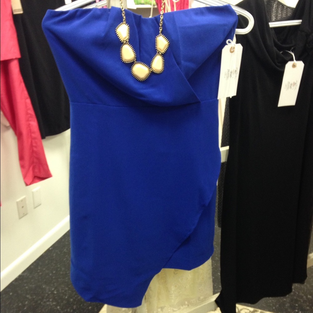 Royal blue strapless dress