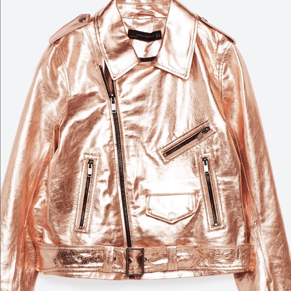 Zara metallic leather jacket