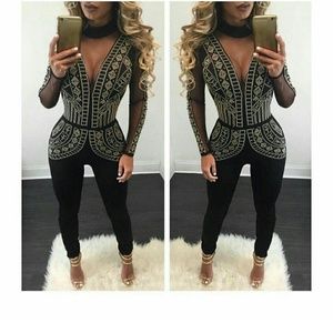 Sexy Black & Gold Jumpsuit